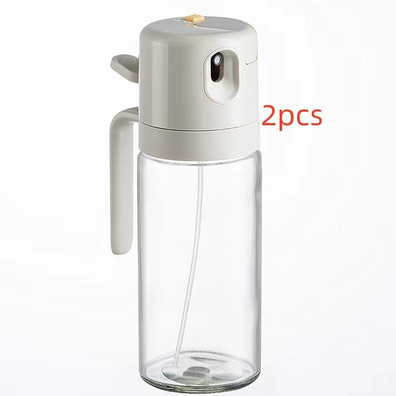 2 In 1 Oil Sprayer Bottle BBQ Cooking Oil Dispenser Olive Oil Pourers Sprayer Kitchen Baking Oil Mister Vinegar Bottle - Crownie 0 550ml Warm Gray / 2PCS