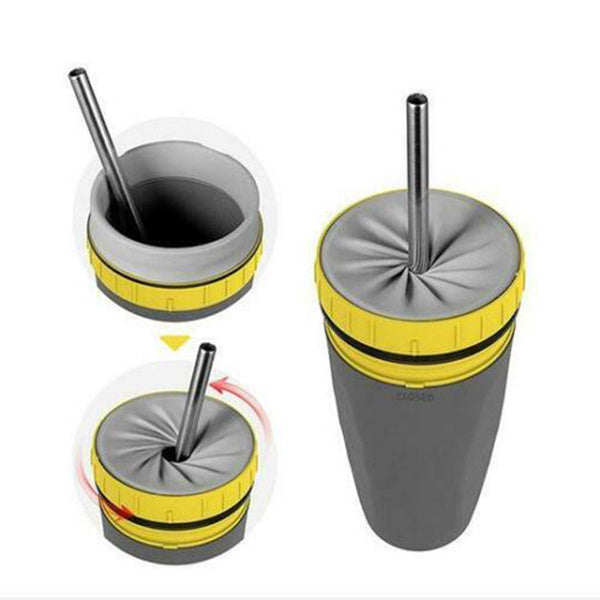 No Cover Twist Cup Travel Portable Cup Double Insulation Tumbler Straw Sippy Water Bottles Portable For Children Adults - Crownie 0 1style / 201to300ML
