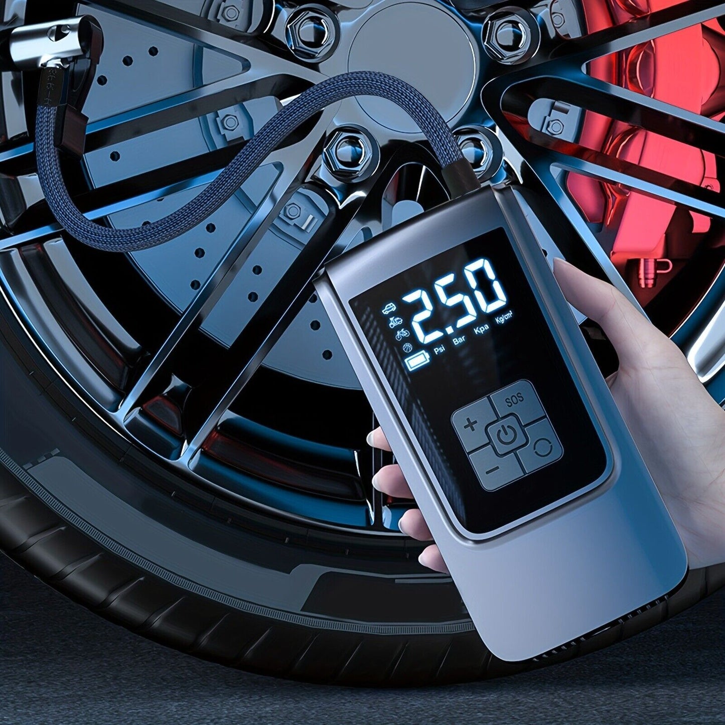Cordless Digital Car Tyre Inflator USB Rechargeable Tire Air Compressor