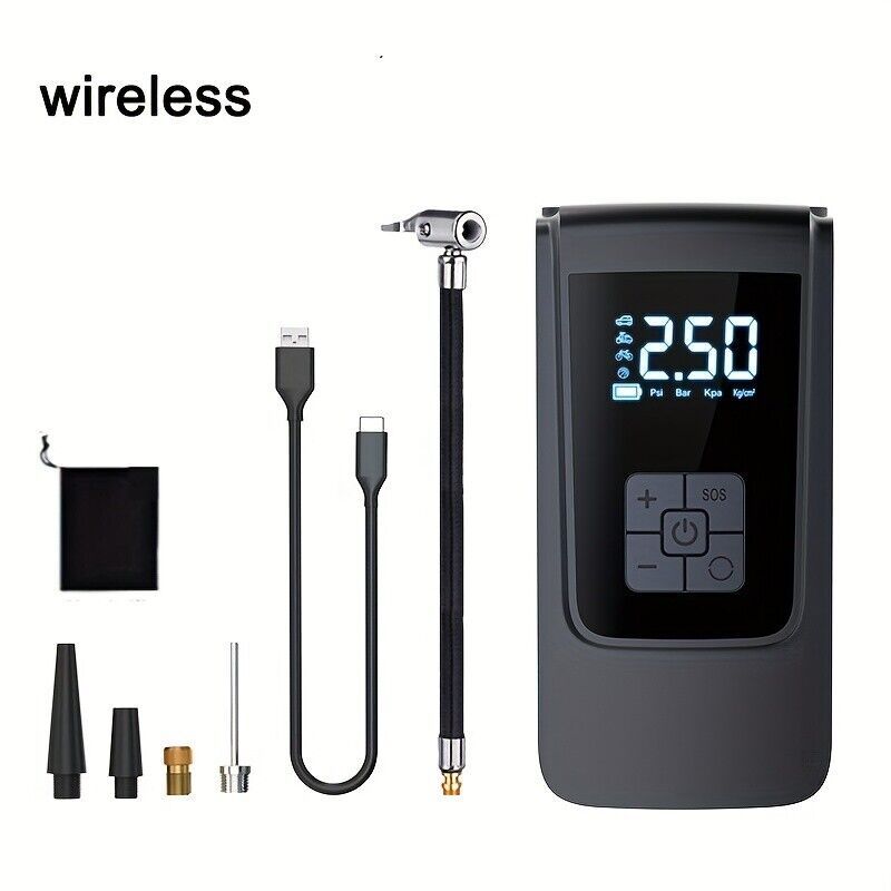 Cordless Digital Car Tyre Inflator USB Rechargeable Tire Air Compressor