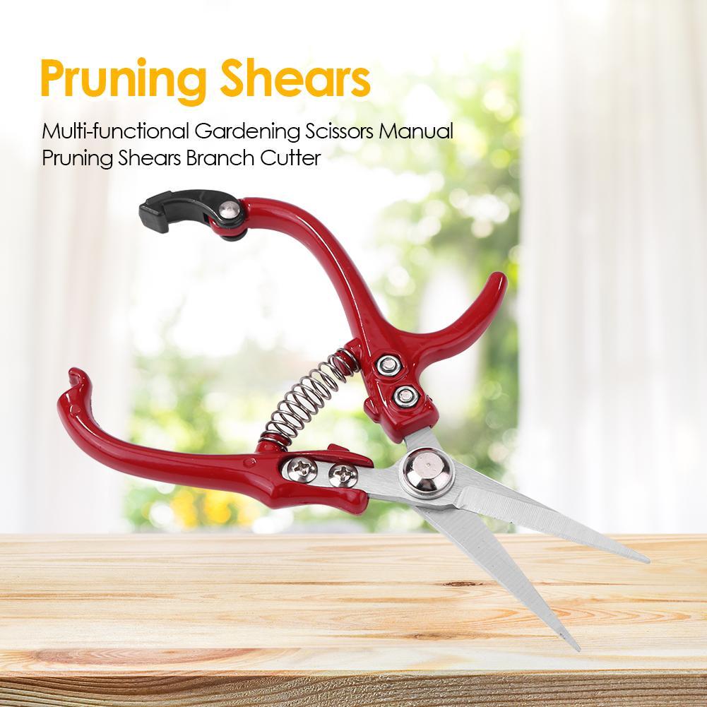 Multifunctional Garden Scissors Pruning Shears Manual With Safety Buckle Stainless Steel Spring Gardening Pruning Shear Branch Plant Cutter - Crownie 0 New curved mouth / 1PCS