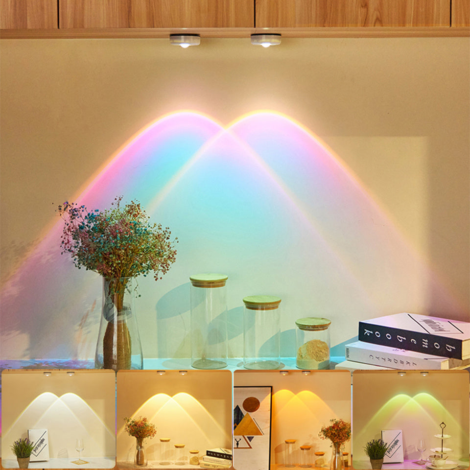 Led Lights Wireless Closet Kitchen Lights Under Furniture Battery Powered Sunset Nightlight Wall Lamp Bedroom Decoration Cabinet - Crownie 0 Rainbow