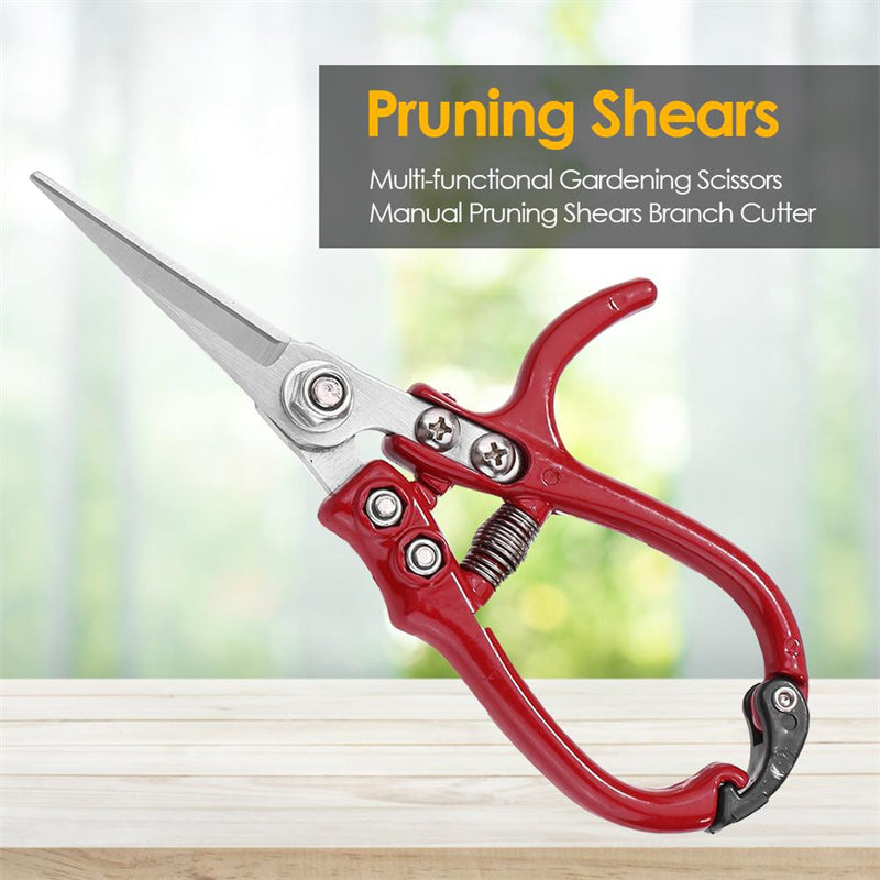 Multifunctional Garden Scissors Pruning Shears Manual With Safety Buckle Stainless Steel Spring Gardening Pruning Shear Branch Plant Cutter - Crownie 0 New curved mouth / 1PCS