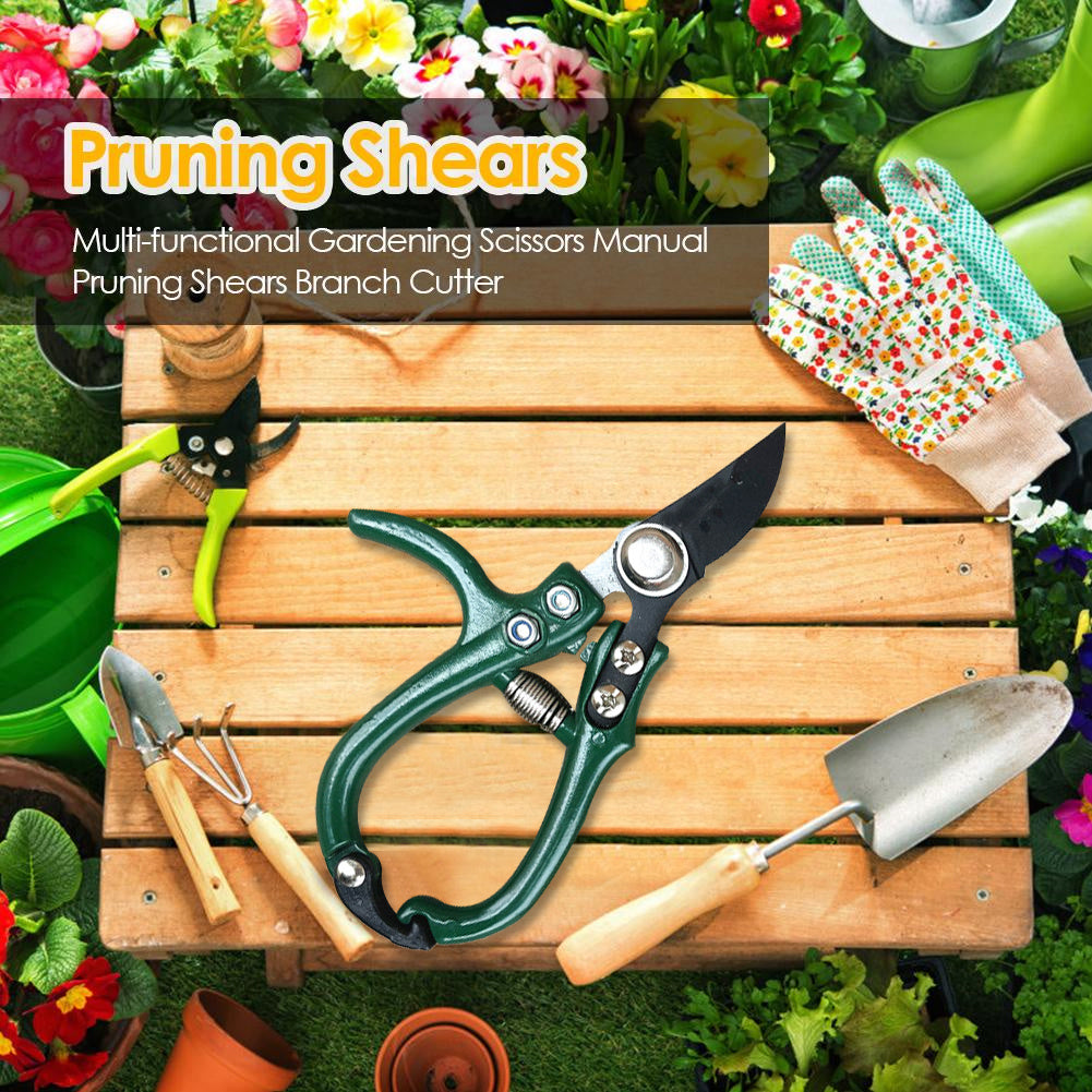 Multifunctional Garden Scissors Pruning Shears Manual With Safety Buckle Stainless Steel Spring Gardening Pruning Shear Branch Plant Cutter - Crownie 0 New curved mouth / 1PCS