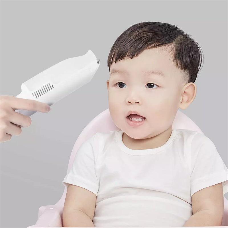 Baby Electric Vacuum Hair Trimmer Clipper USB Rechargeable Ceramic Cutter IPX7 Waterproof Baby Low Noise Hair Trimmer - Crownie 0 Flagship White / USB