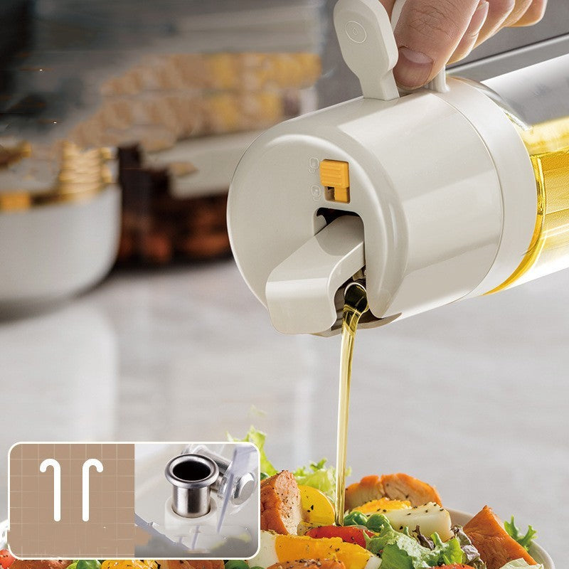 2 In 1 Oil Sprayer Bottle BBQ Cooking Oil Dispenser Olive Oil Pourers Sprayer Kitchen Baking Oil Mister Vinegar Bottle - Crownie 0 550ml Warm Gray / 1PC
