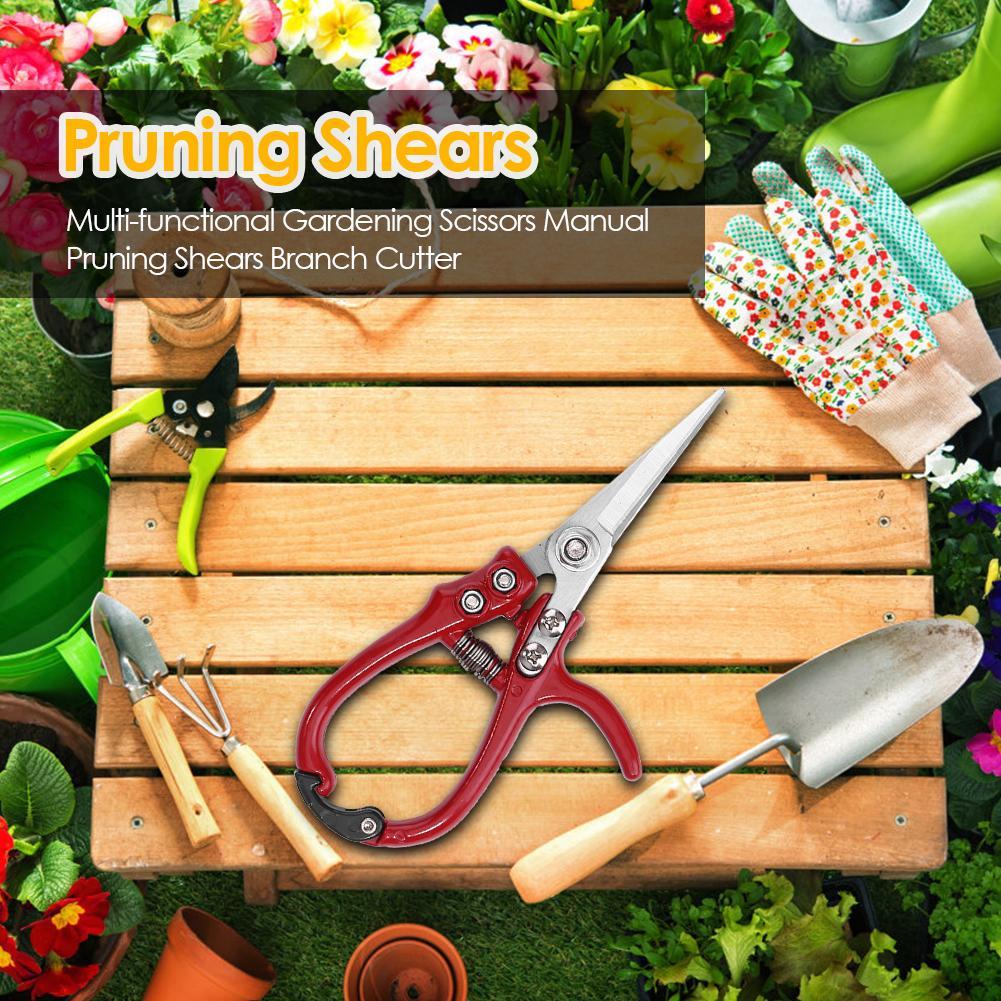 Multifunctional Garden Scissors Pruning Shears Manual With Safety Buckle Stainless Steel Spring Gardening Pruning Shear Branch Plant Cutter - Crownie 0 New curved mouth / 1PCS