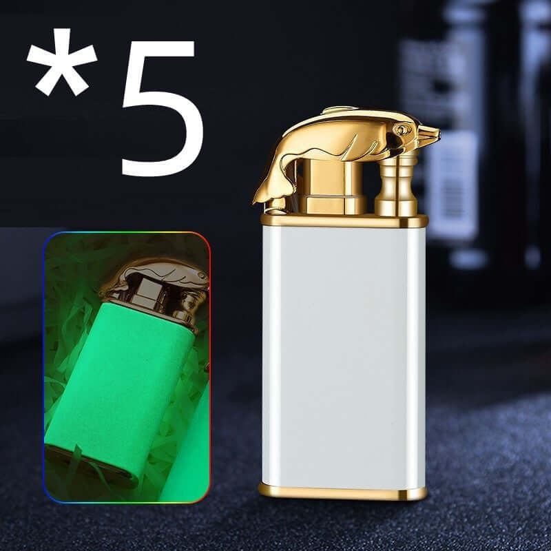 Creative Blue Flame Lighter - Crownie 0 White dolphin luminous / 5PCS