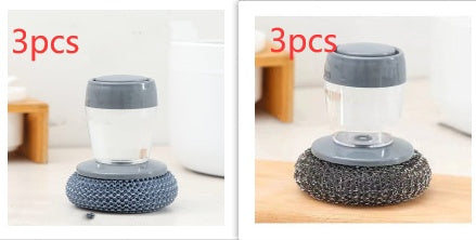Kitchen Soap Dispensing Palm Brush Cleaner Push-type Brush Kitchen Detergent Tools - Crownie 0 A and B 3set