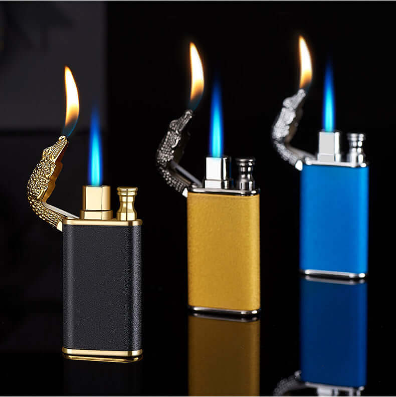 Creative Blue Flame Lighter - Crownie 0 Black Scrub Crocodile bk872 / 1PCS