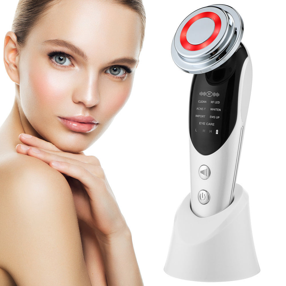7-in-1 Facial Massager EMS Micro-current Color Light Vibration LED Beauty Purifying Introducer Skin Care Beauty Device - Crownie 0 Pink / USB
