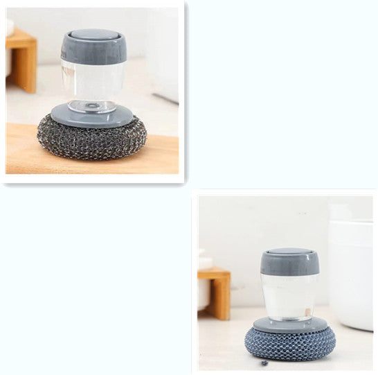 Kitchen Soap Dispensing Palm Brush Cleaner Push-type Brush Kitchen Detergent Tools - Crownie 0 A and B set