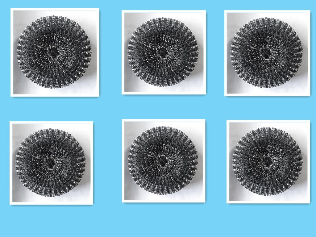 Kitchen Soap Dispensing Palm Brush Cleaner Push-type Brush Kitchen Detergent Tools - Crownie 0 Steel ball 6pcs