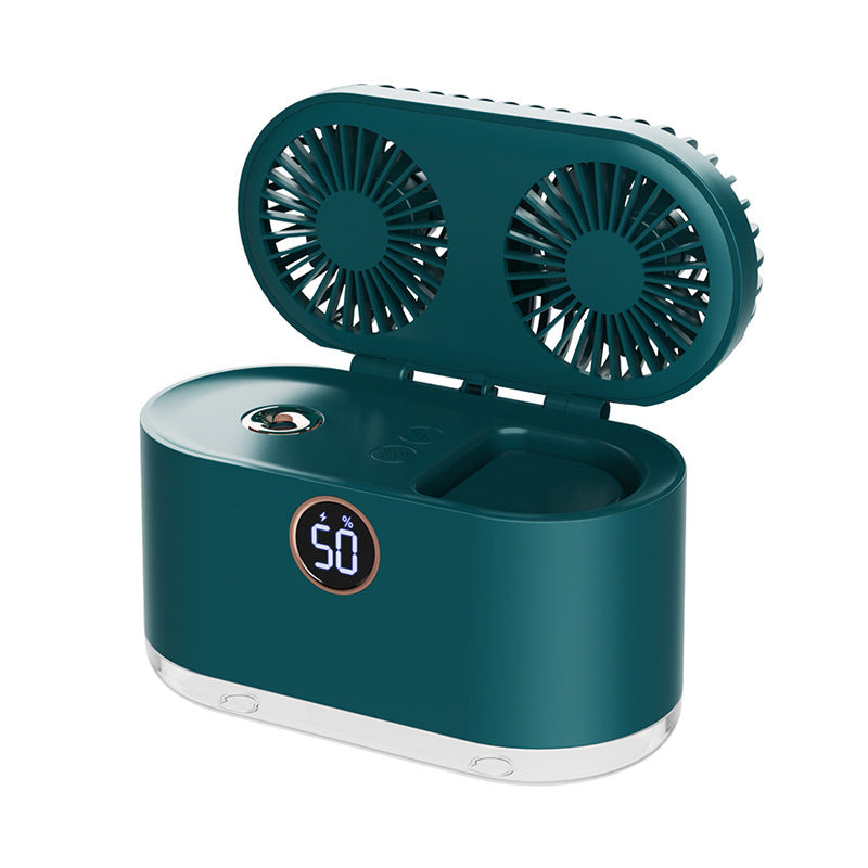 Mini Air Conditioner Fan Air Cooler USB Portable Table Top Desktop Fan Cooling with 3 Wind Speed LED Light for Home Office - Crownie 0 Green