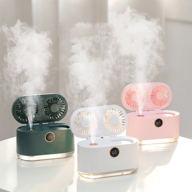 Mini Air Conditioner Fan Air Cooler USB Portable Table Top Desktop Fan Cooling with 3 Wind Speed LED Light for Home Office - Crownie 0 Green