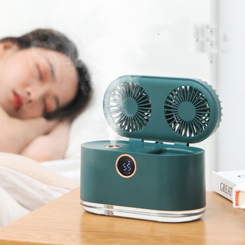 Mini Air Conditioner Fan Air Cooler USB Portable Table Top Desktop Fan Cooling with 3 Wind Speed LED Light for Home Office - Crownie 0 Green