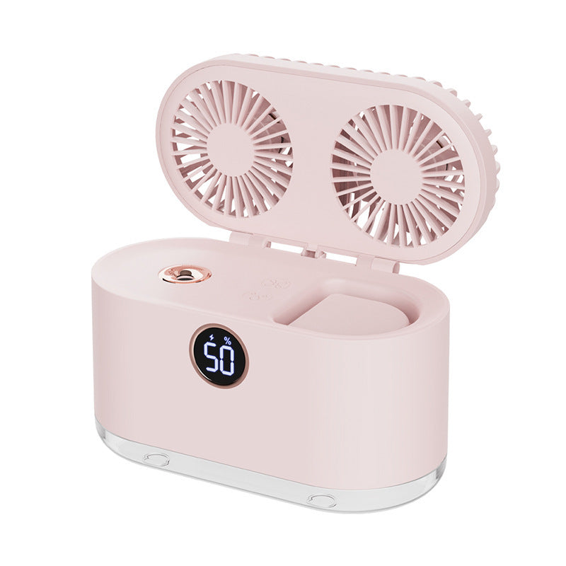 Mini Air Conditioner Fan Air Cooler USB Portable Table Top Desktop Fan Cooling with 3 Wind Speed LED Light for Home Office - Crownie 0 Pink