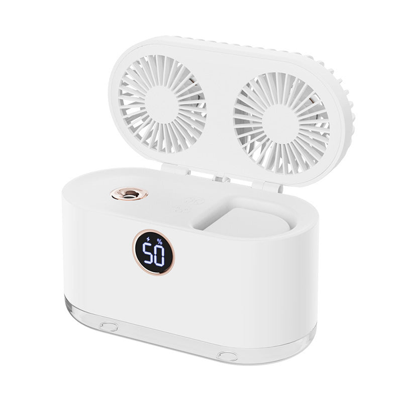 Mini Air Conditioner Fan Air Cooler USB Portable Table Top Desktop Fan Cooling with 3 Wind Speed LED Light for Home Office - Crownie 0 White
