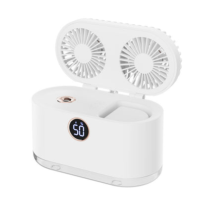 Mini Air Conditioner Fan Air Cooler USB Portable Table Top Desktop Fan Cooling with 3 Wind Speed LED Light for Home Office - Crownie 0 White