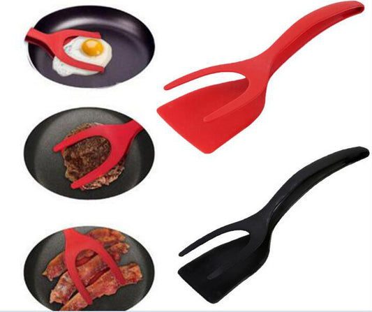 Two-in-one Pancake Flip Omelet Tongs - Crownie 0 Black