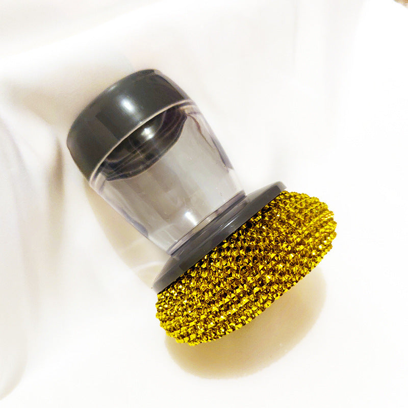 Kitchen Soap Dispensing Palm Brush Cleaner Push-type Brush Kitchen Detergent Tools - Crownie 0 B gold