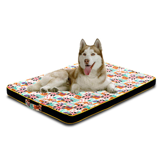 Thickened Pet Printing Canvas Dog Mats Dog Bed Mats Dog Bed Mattresses - Crownie 0 British mix and match / 100x70cm