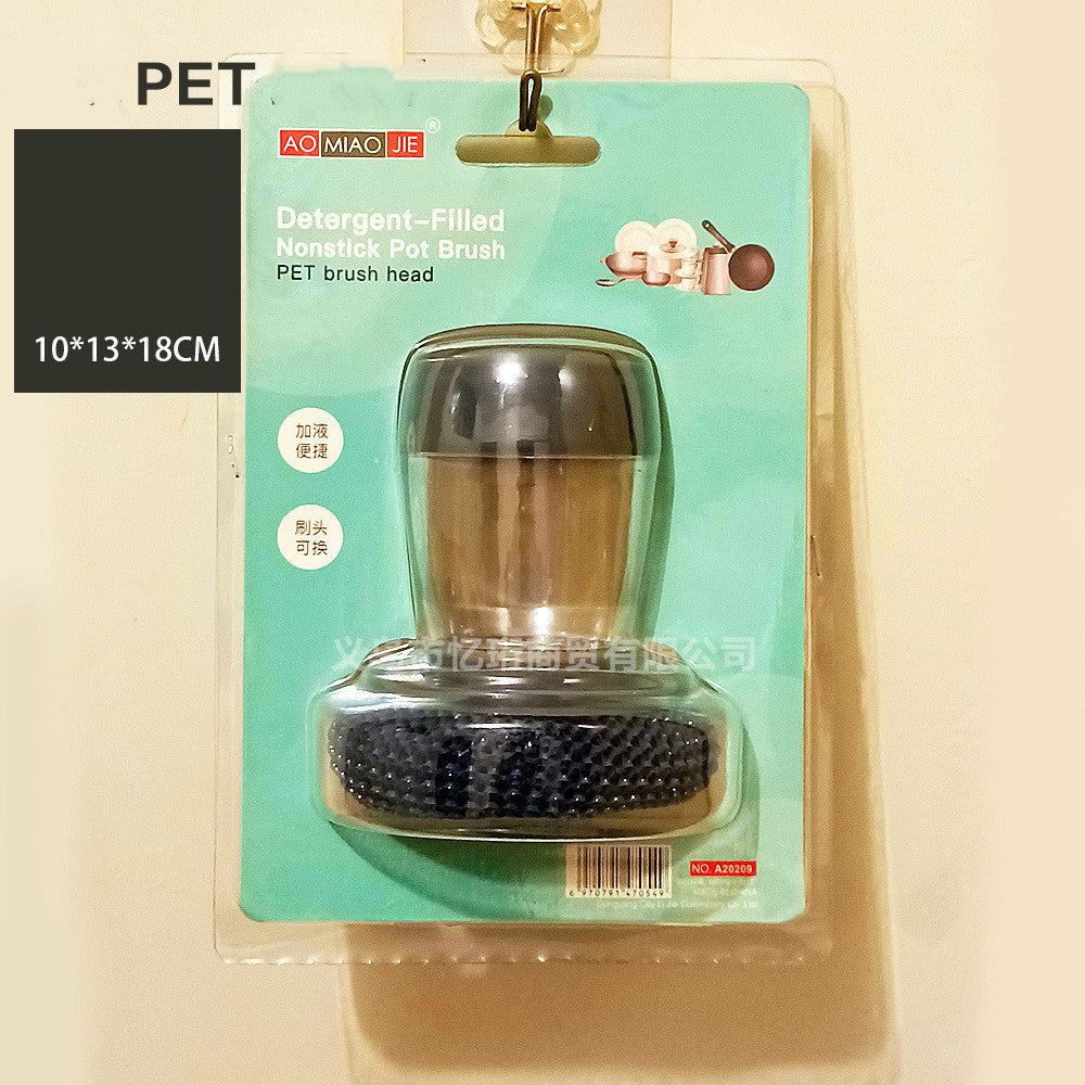 Kitchen Soap Dispensing Palm Brush Cleaner Push-type Brush Kitchen Detergent Tools - Crownie 0 B Plastic packing