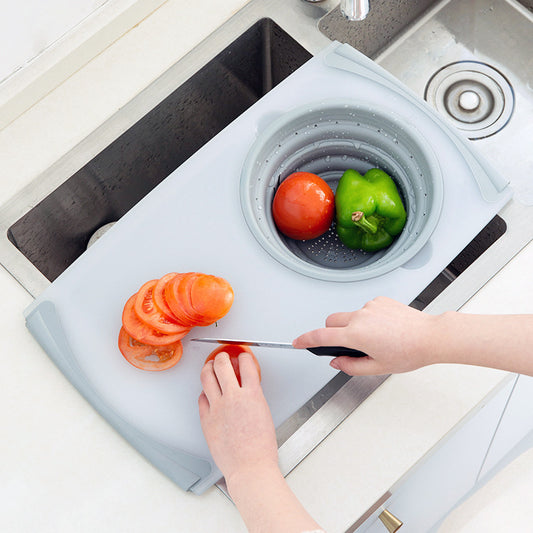 Innovative Multi-Functional 3 in 1 Chopping Board Detachable Folding Drain Basket Sink Cutting Board - Crownie 0 Gray