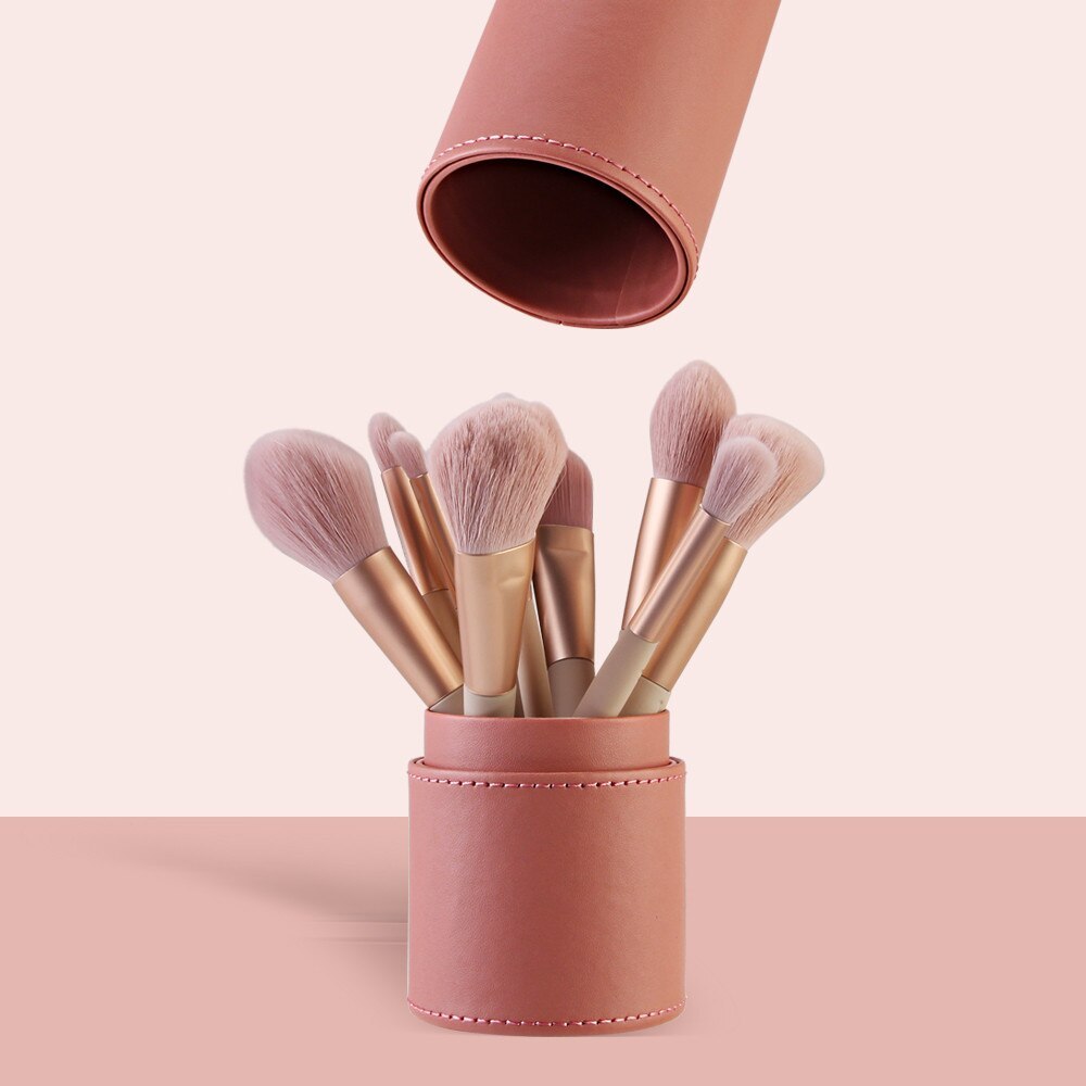 PU Round Cosmetic Brush Container Cosmetic Tool Cosmetic Brush - Crownie 0 Grey
