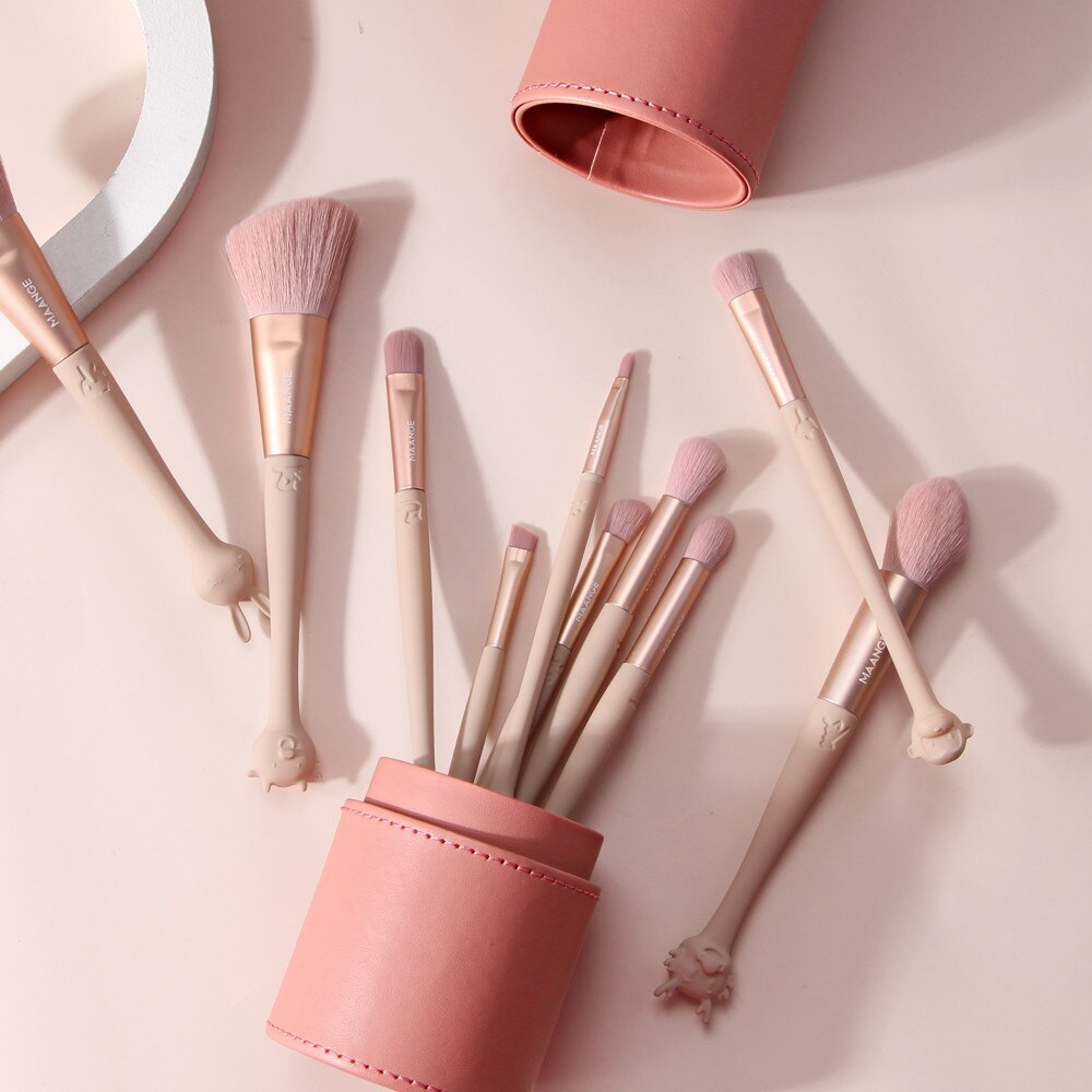 PU Round Cosmetic Brush Container Cosmetic Tool Cosmetic Brush - Crownie 0 Grey
