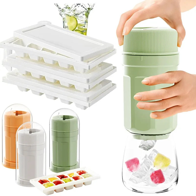 Twisting Ice Cup Rotating Release Ice Cube Trays Rotation With Cover Ice Block Mold For Freezer Home Refrigerator Storage - Crownie 0 Green