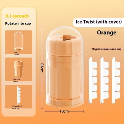 Twisting Ice Cup Rotating Release Ice Cube Trays Rotation With Cover Ice Block Mold For Freezer Home Refrigerator Storage - Crownie 0 Peach Color With Cover