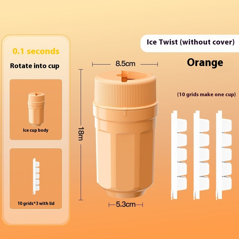 Twisting Ice Cup Rotating Release Ice Cube Trays Rotation With Cover Ice Block Mold For Freezer Home Refrigerator Storage - Crownie 0 Peach
