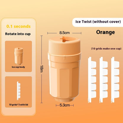 Twisting Ice Cup Rotating Release Ice Cube Trays Rotation With Cover Ice Block Mold For Freezer Home Refrigerator Storage - Crownie 0 Peach