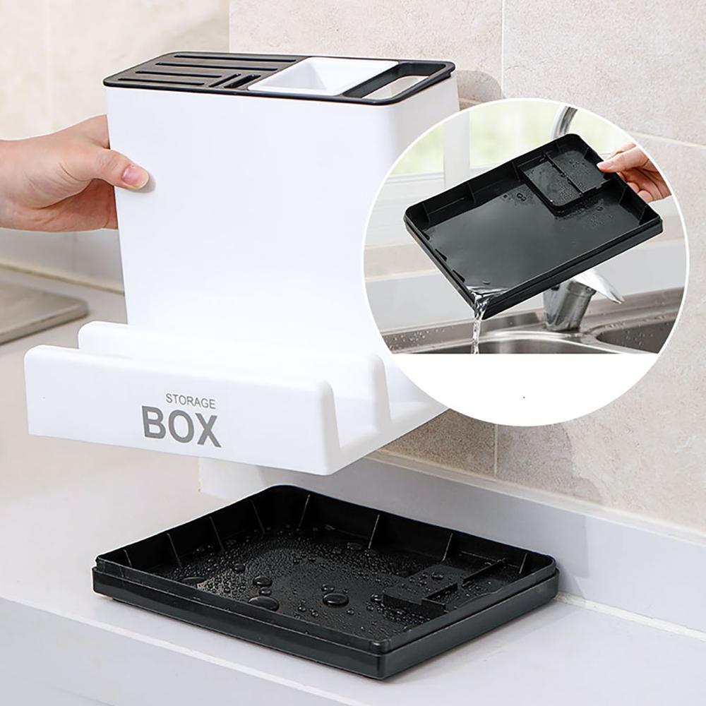 Tableware Storage Holders Kitchen Knife Plastic Storages Racks For Kitchen Convenience Cabinet Kitchen Gadgets - Crownie 0 White