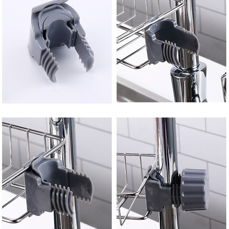 Adjustable Sink Drain Rack Sponge Storage Faucet Holder Soap Drainer Shelf Basket Organizer Kitchen Bathroom Accessories - Crownie 0 Black iron