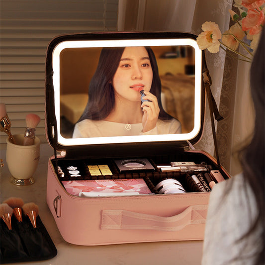 Smart LED Cosmetic Bag With Mirror ,Cosmetic  Fashion Portable  Makeup Bags