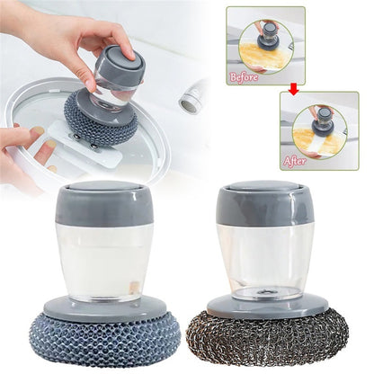 Kitchen Soap Dispensing Palm Brush Cleaner Push-type Brush Kitchen Detergent Tools - Crownie 0 A