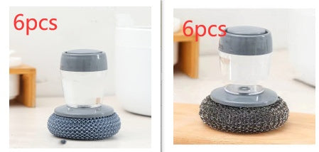 Kitchen Soap Dispensing Palm Brush Cleaner Push-type Brush Kitchen Detergent Tools - Crownie 0 A and B 6set