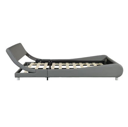 Faux Leather Upholstered Platform Bed Frame with LED Lighting - Crownie 0 Black