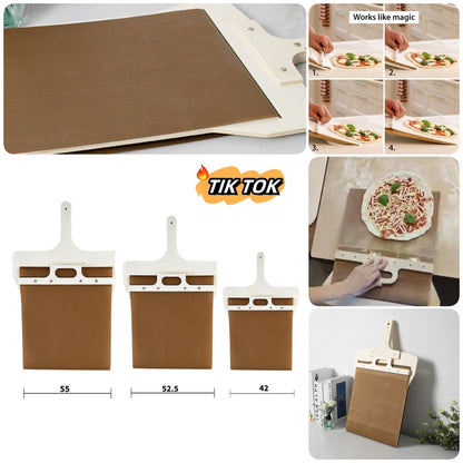 3 Sizes Sliding Pizza Peel Shovel Storage Board Pala Pizza Scorrevole Wooden Handle Transfer Pizza Kitchen Gadgets - Crownie 0 Log / 55x35