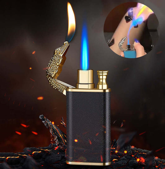 Creative Blue Flame Lighter - Crownie 0 Black Scrub Crocodile bk872 / 1PCS