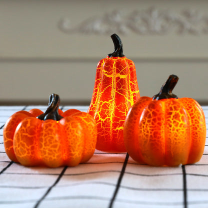 New Halloween Pumpkin Lantern Simulation Pumpkin LED Candle Lamp Resin Luminous Pumpkin - Crownie 0 Pumpkin / 3pcs set