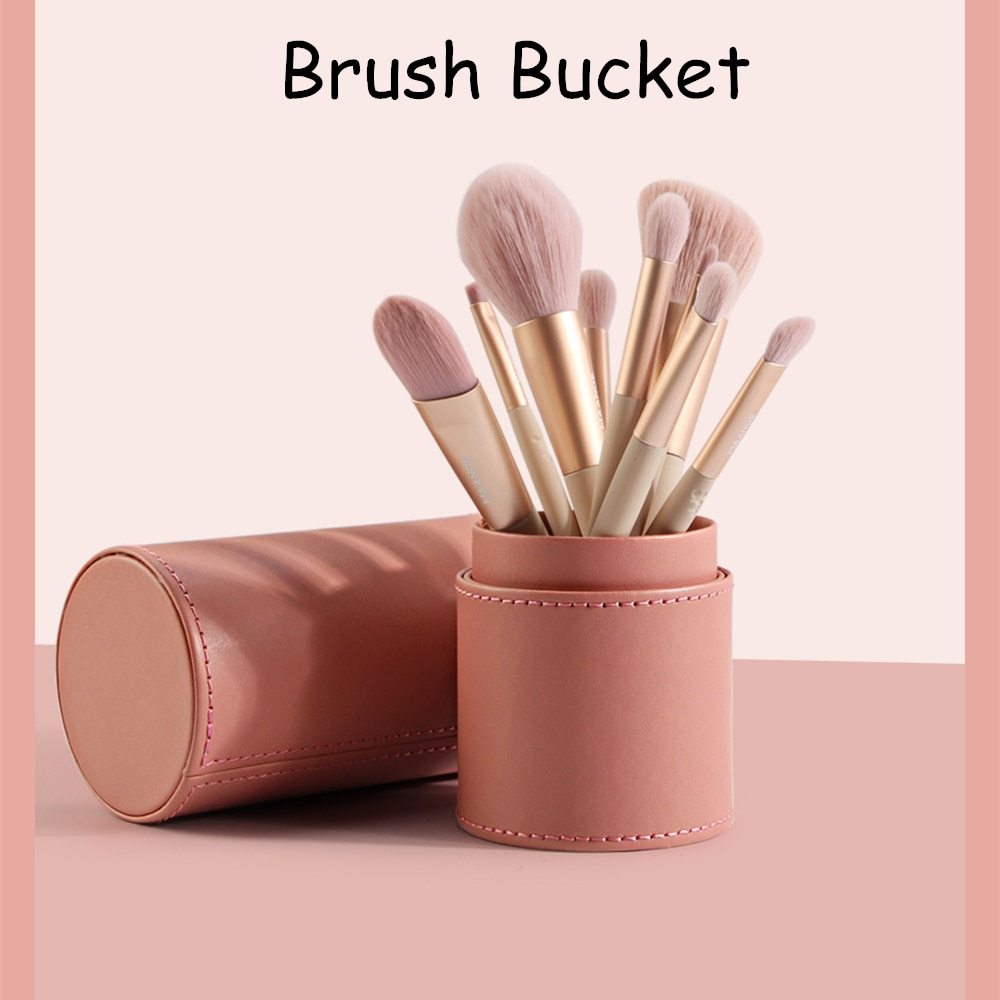 PU Round Cosmetic Brush Container Cosmetic Tool Cosmetic Brush - Crownie 0 Grey