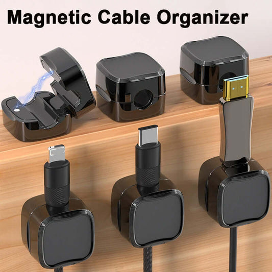 Magnetic Cable Clip Under Desk Cable Management Adjustable Cord Holder Wire Organizer And Cable Management Wire Keeper - Crownie 0 3 black and 3 white
