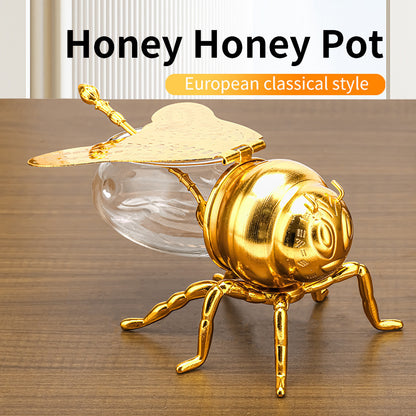 Classical Style Bee Sugar Bowl Seasoning Jar With Spoon Metal Crafts Kitchen Gadgets - Crownie 0 Gold