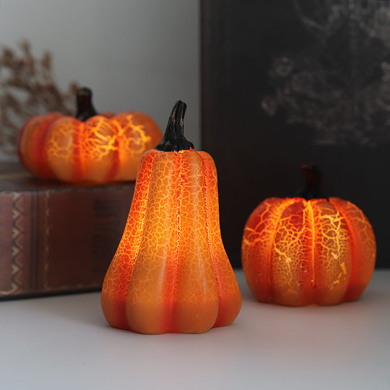 New Halloween Pumpkin Lantern Simulation Pumpkin LED Candle Lamp Resin Luminous Pumpkin - Crownie 0 Pumpkin / 3pcs set
