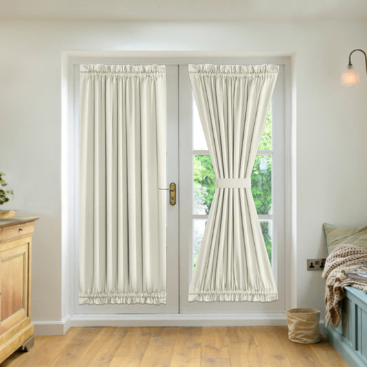 2 Panel French Door Curtains With Rod Pocket Tieback Indoor Sun Blocking Privacy Grommet Curtains