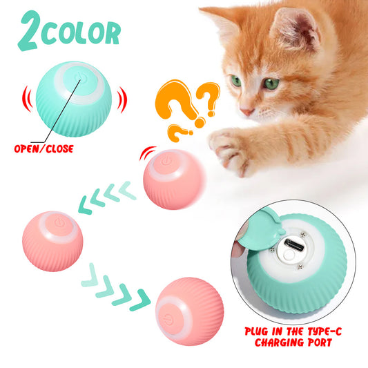 Cat Gravity Intelligent Rolling Ball Tease Toy Pet Automatic Rotating Ball - Crownie 0 2pcs in Green / USB