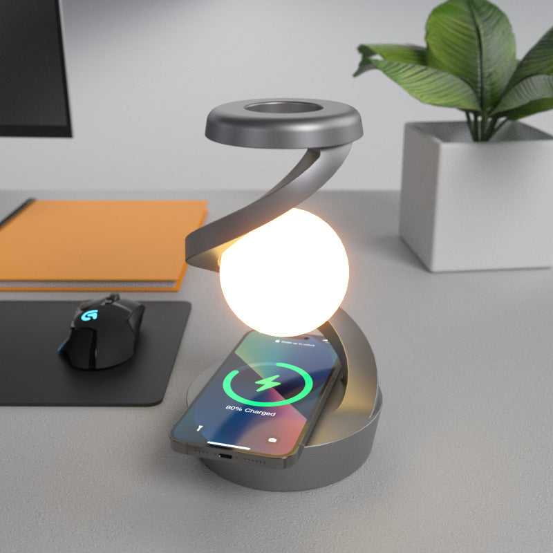 Rotating Moon Desk Lamp With Phone Wireless Charging Sensor Control Table Lamps Decorative Desktop Lamp Small Night Lamp Home Decor - Crownie 0 Gray Wireless Charger Style